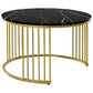 Round Coffee Tables, Removable Set Of 2 End Table, Nesting Tables With Gold Metal Frame Legs And Marble Pattern Top For Living Room, Bedroom, Office, Balcony, Apartment 0 Manwatstore