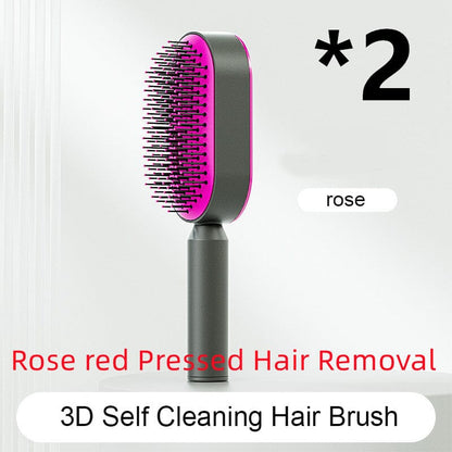 Self Cleaning Hair Brush For Women One-key Cleaning Hair Loss Airbag Massage Scalp Comb Anti-Static Hairbrush 0 Manwatstore