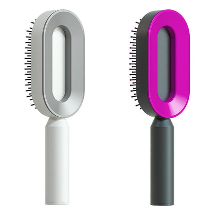 Self Cleaning Hair Brush For Women One-key Cleaning Hair Loss Airbag Massage Scalp Comb Anti-Static Hairbrush 0 Manwatstore