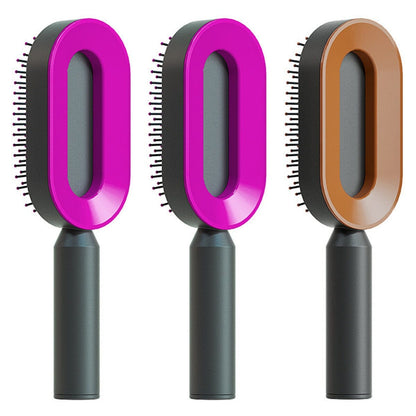 Self Cleaning Hair Brush For Women One-key Cleaning Hair Loss Airbag Massage Scalp Comb Anti-Static Hairbrush 0 Manwatstore