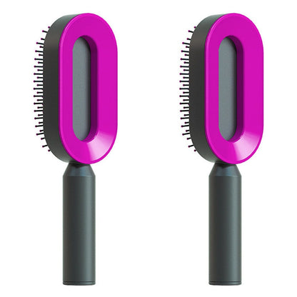 Self Cleaning Hair Brush For Women One-key Cleaning Hair Loss Airbag Massage Scalp Comb Anti-Static Hairbrush 0 Manwatstore