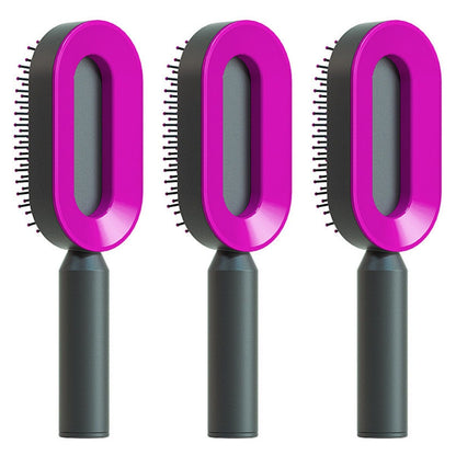 Self Cleaning Hair Brush For Women One-key Cleaning Hair Loss Airbag Massage Scalp Comb Anti-Static Hairbrush 0 Manwatstore