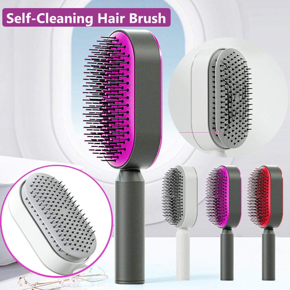 Self Cleaning Hair Brush For Women One-key Cleaning Hair Loss Airbag Massage Scalp Comb Anti-Static Hairbrush 0 Manwatstore