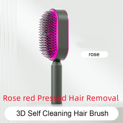Self Cleaning Hair Brush For Women One-key Cleaning Hair Loss Airbag Massage Scalp Comb Anti-Static Hairbrush 0 Manwatstore