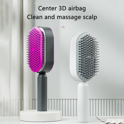 Self Cleaning Hair Brush For Women One-key Cleaning Hair Loss Airbag Massage Scalp Comb Anti-Static Hairbrush 0 Manwatstore