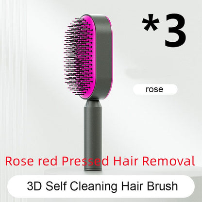 Self Cleaning Hair Brush For Women One-key Cleaning Hair Loss Airbag Massage Scalp Comb Anti-Static Hairbrush 0 Manwatstore