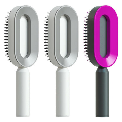 Self Cleaning Hair Brush For Women One-key Cleaning Hair Loss Airbag Massage Scalp Comb Anti-Static Hairbrush 0 Manwatstore