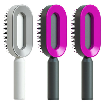 Self Cleaning Hair Brush For Women One-key Cleaning Hair Loss Airbag Massage Scalp Comb Anti-Static Hairbrush 0 Manwatstore