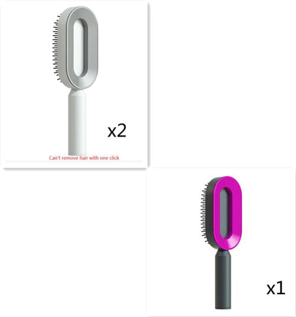 Self Cleaning Hair Brush For Women One-key Cleaning Hair Loss Airbag Massage Scalp Comb Anti-Static Hairbrush 0 Manwatstore