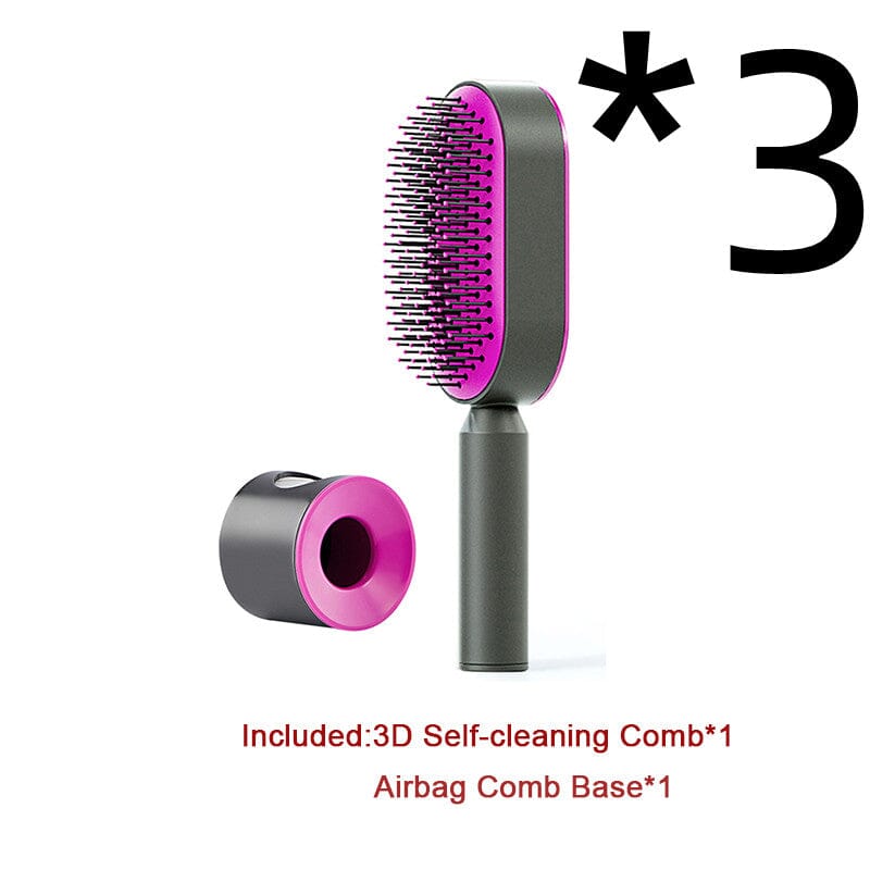 Self Cleaning Hair Brush For Women One-key Cleaning Hair Loss Airbag Massage Scalp Comb Anti-Static Hairbrush 0 Manwatstore