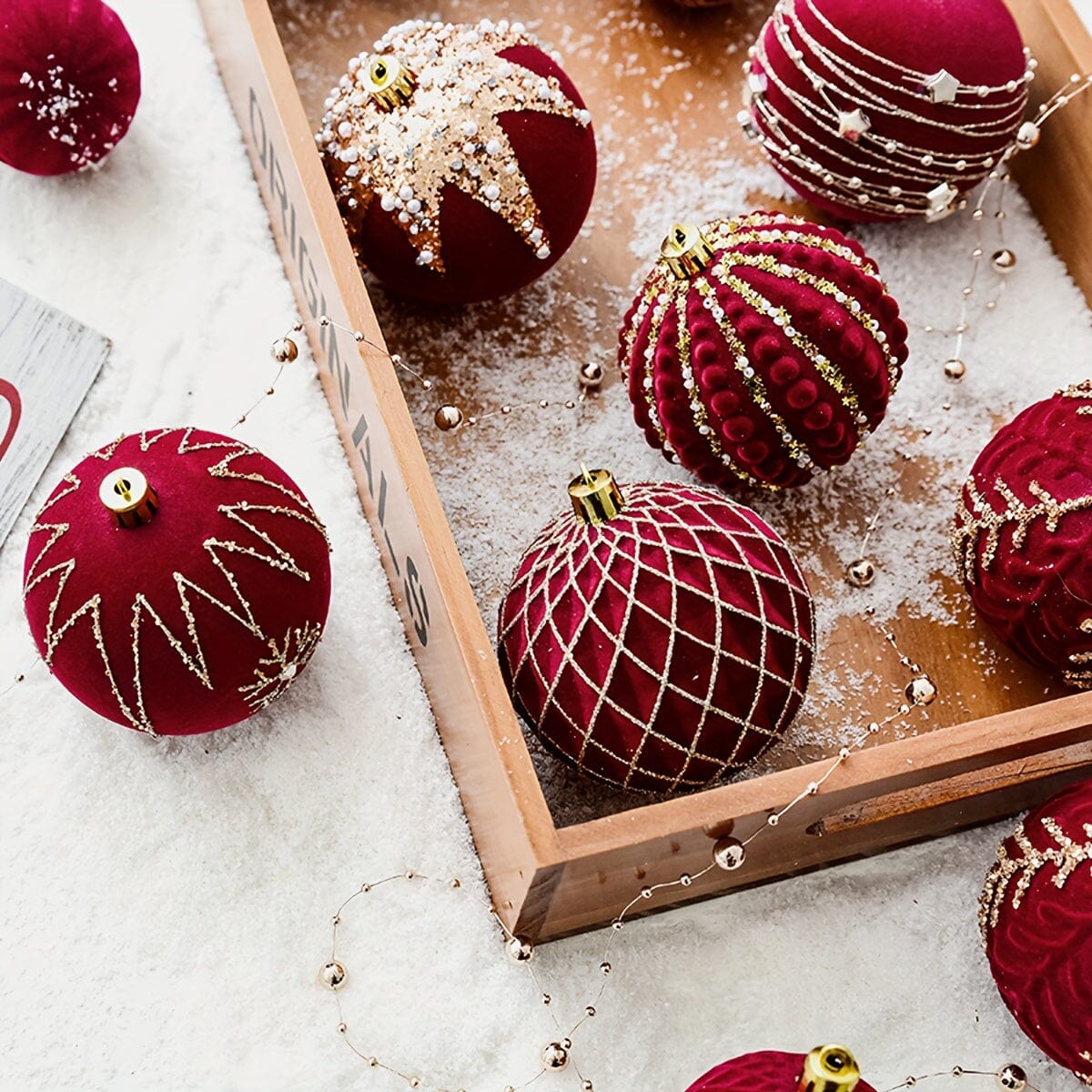 Set of 4 Red Velvet Christmas Ornaments - Americana Style Hanging Tree Decorations for Seasonal Holidays - Festive Pendants, Drops & Finials for Home Party Décor - Suitable for Thanksgiving, Easter, Halloween, Christmas, New Manwatstore