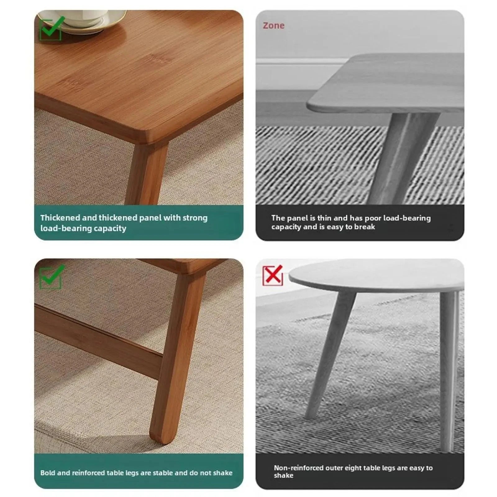 Side Table Wooden Floor Table Folding Coffee Tea Table Modern Accent Table for Living Room Bedroom Balcony Home Office Furniture Manwatstore