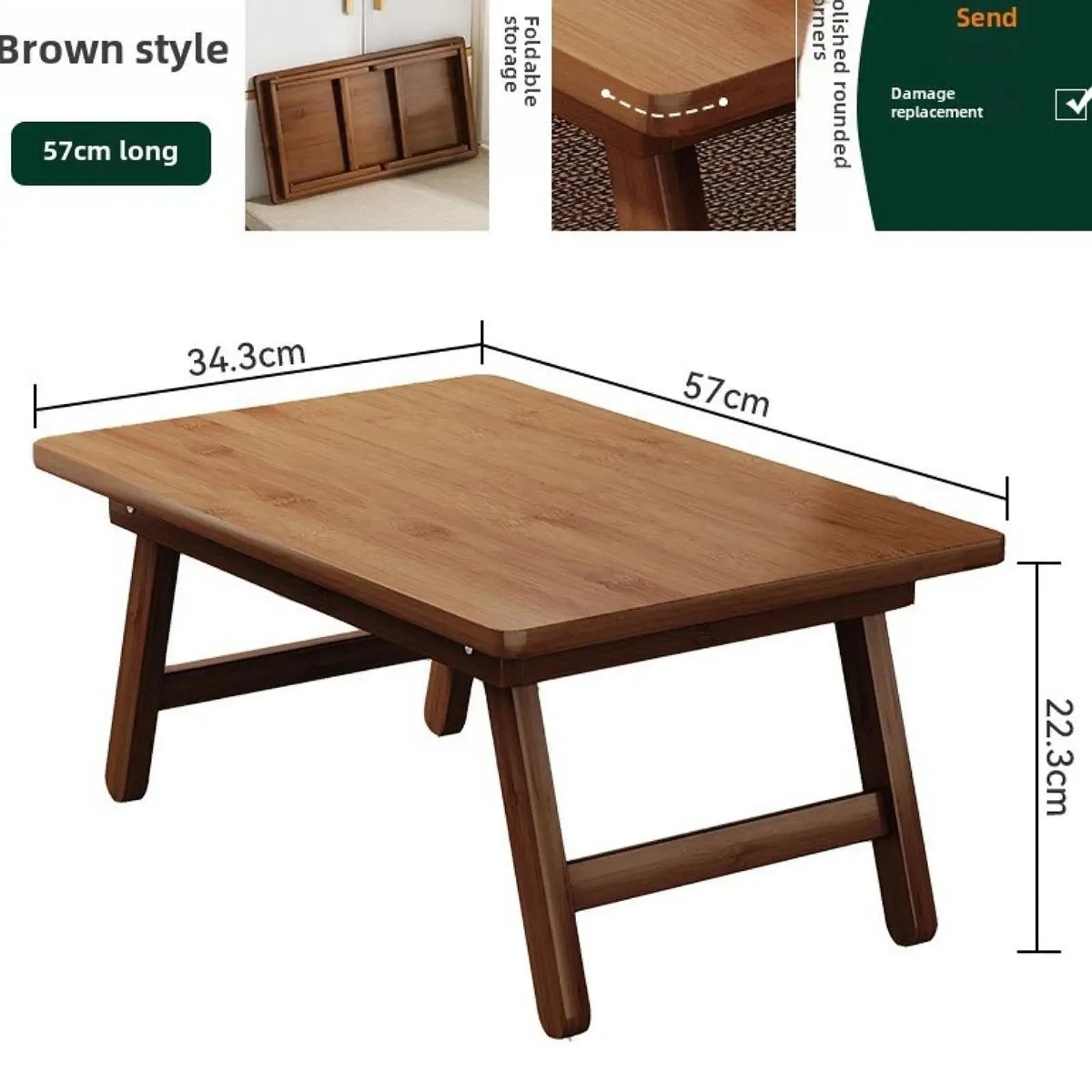 Side Table Wooden Floor Table Folding Coffee Tea Table Modern Accent Table for Living Room Bedroom Balcony Home Office Furniture Manwatstore