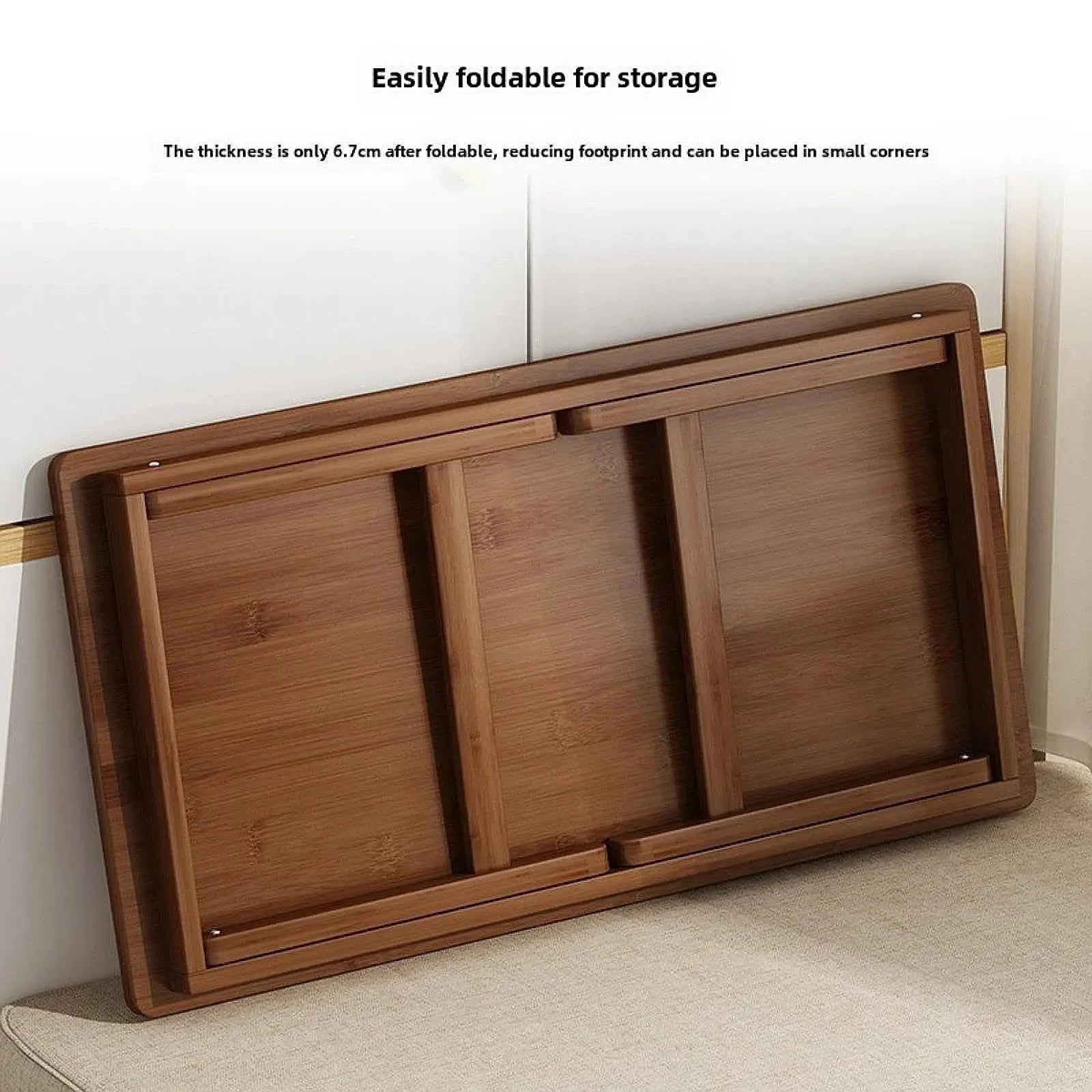 Side Table Wooden Floor Table Folding Coffee Tea Table Modern Accent Table for Living Room Bedroom Balcony Home Office Furniture Manwatstore