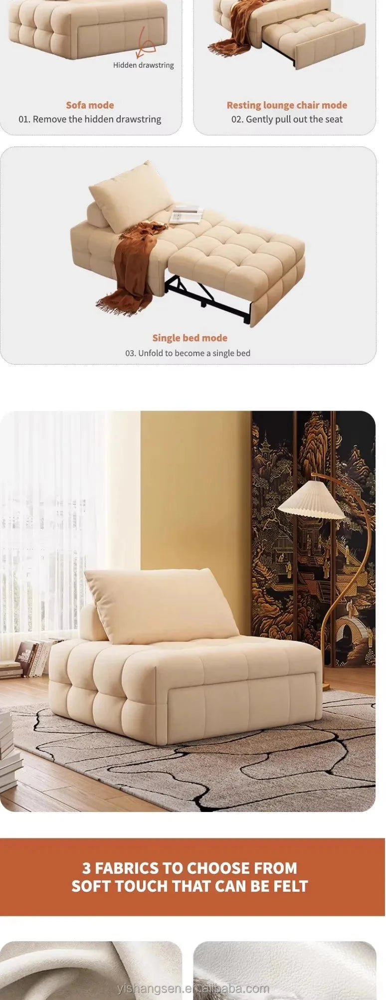 Single folding sofa bed Living room multifunctional retractable study balcony multifunctional bed Manwatstore