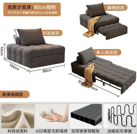 Single folding sofa bed Living room multifunctional retractable study balcony multifunctional bed Manwatstore