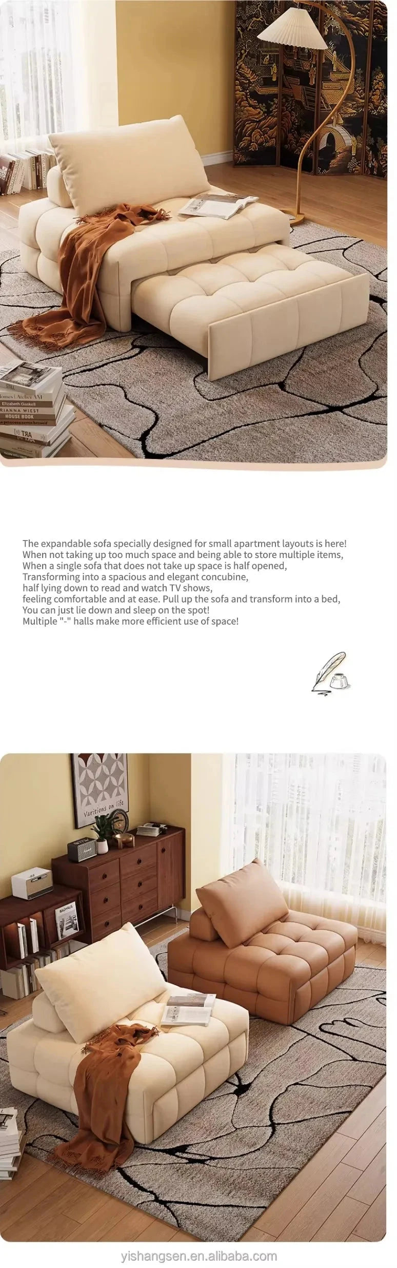 Single folding sofa bed Living room multifunctional retractable study balcony multifunctional bed Manwatstore