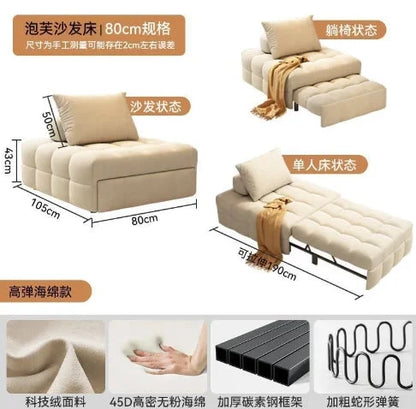Single folding sofa bed Living room multifunctional retractable study balcony multifunctional bed Manwatstore