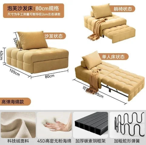 Single folding sofa bed Living room multifunctional retractable study balcony multifunctional bed Manwatstore