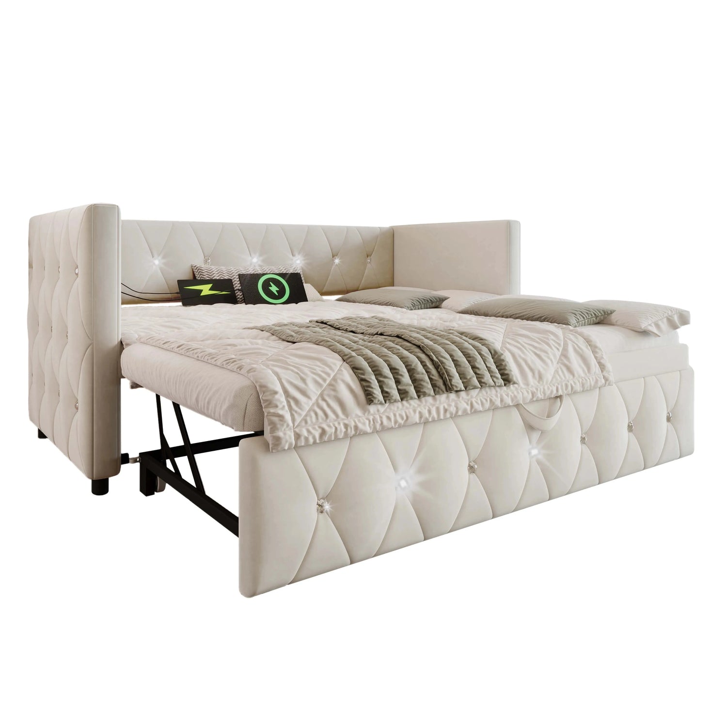 Single Upholstered Sofa Bed with Storage – 3FT Daybed Frame (No Mattress) Manwatstore