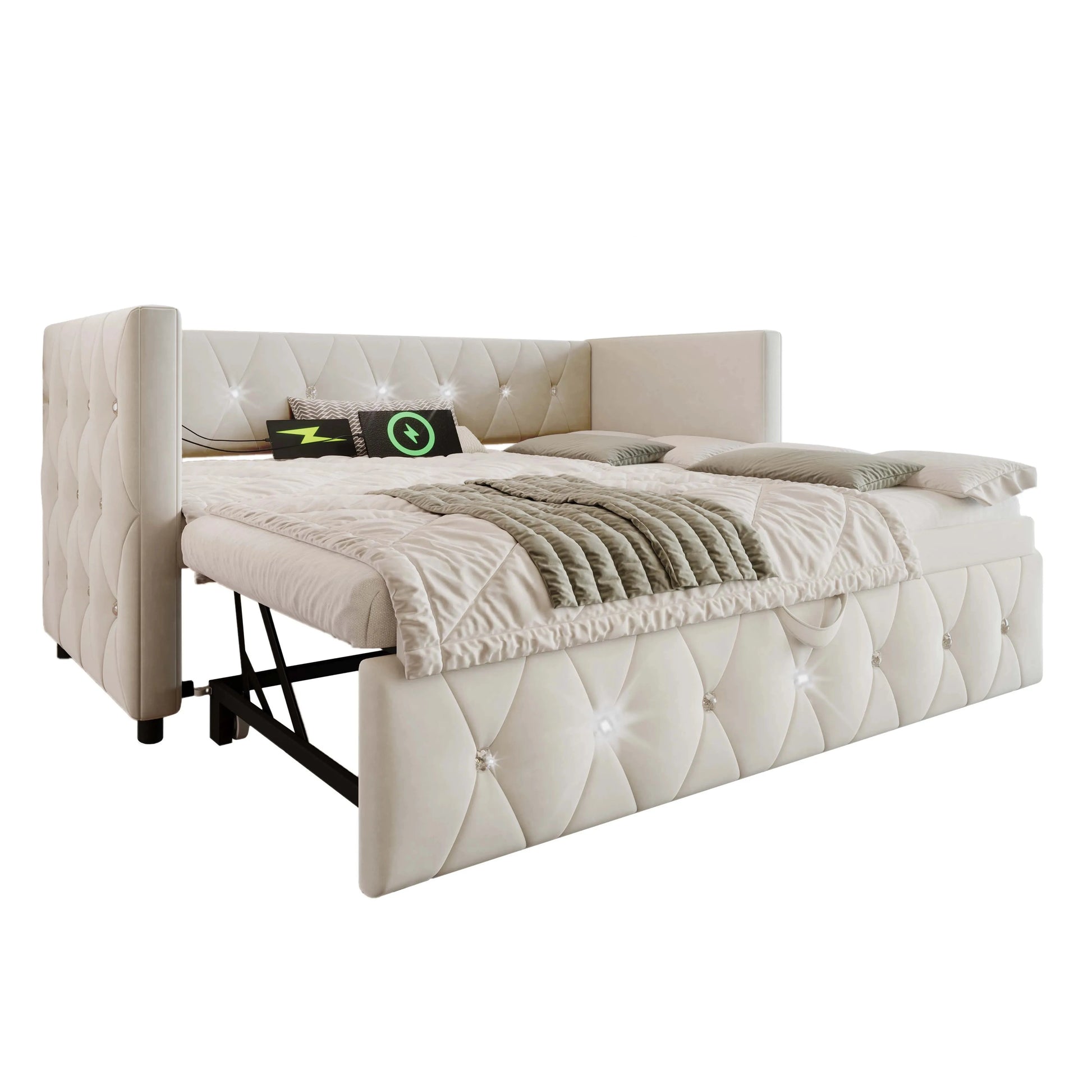 Single Upholstered Sofa Bed with Storage – 3FT Daybed Frame (No Mattress) Manwatstore