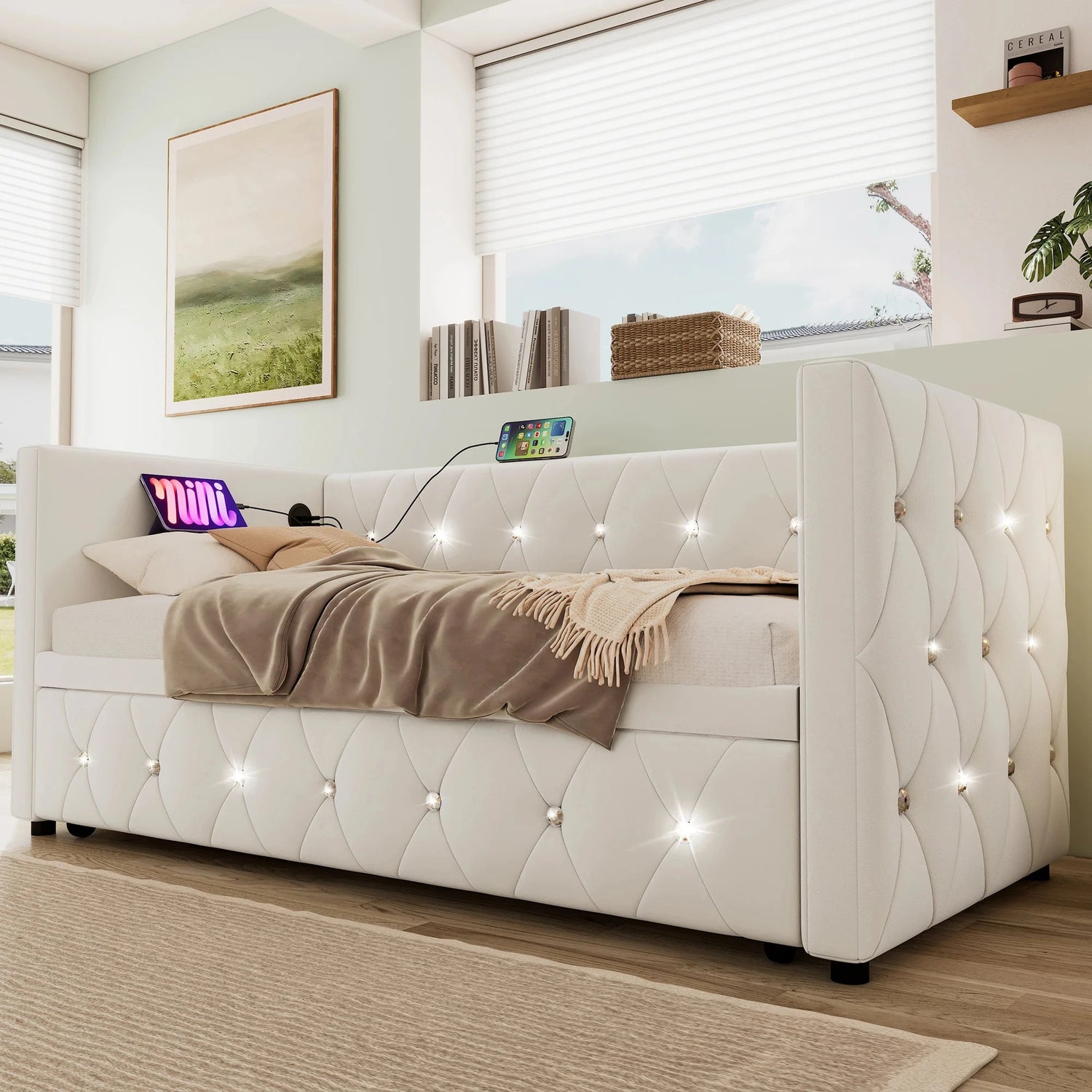 Single Upholstered Sofa Bed with Storage – 3FT Daybed Frame (No Mattress) Manwatstore