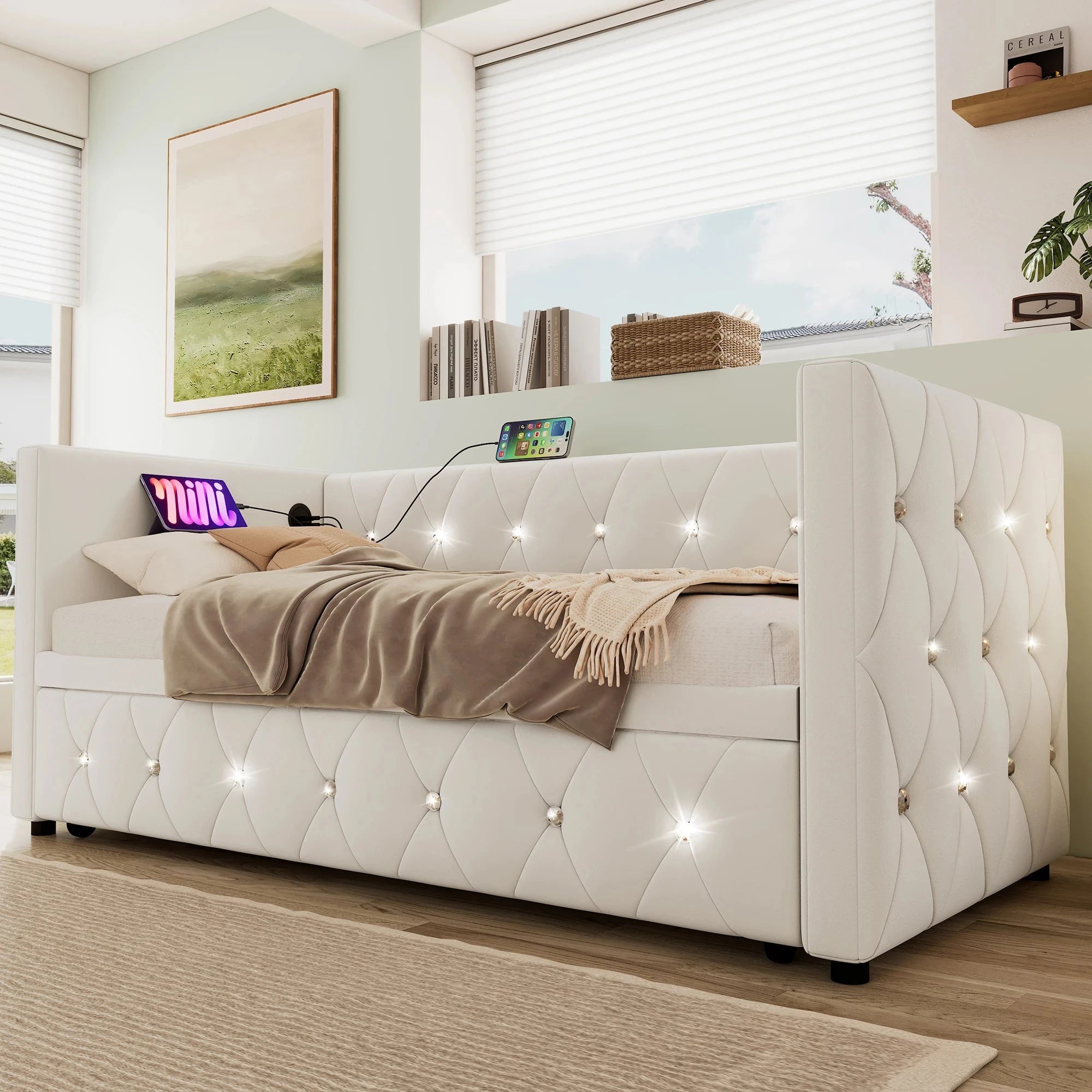 Single Upholstered Sofa Bed with Storage – 3FT Daybed Frame (No Mattress) Manwatstore