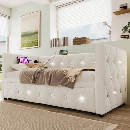 Single Upholstered Sofa Bed with Storage – 3FT Daybed Frame (No Mattress) Manwatstore
