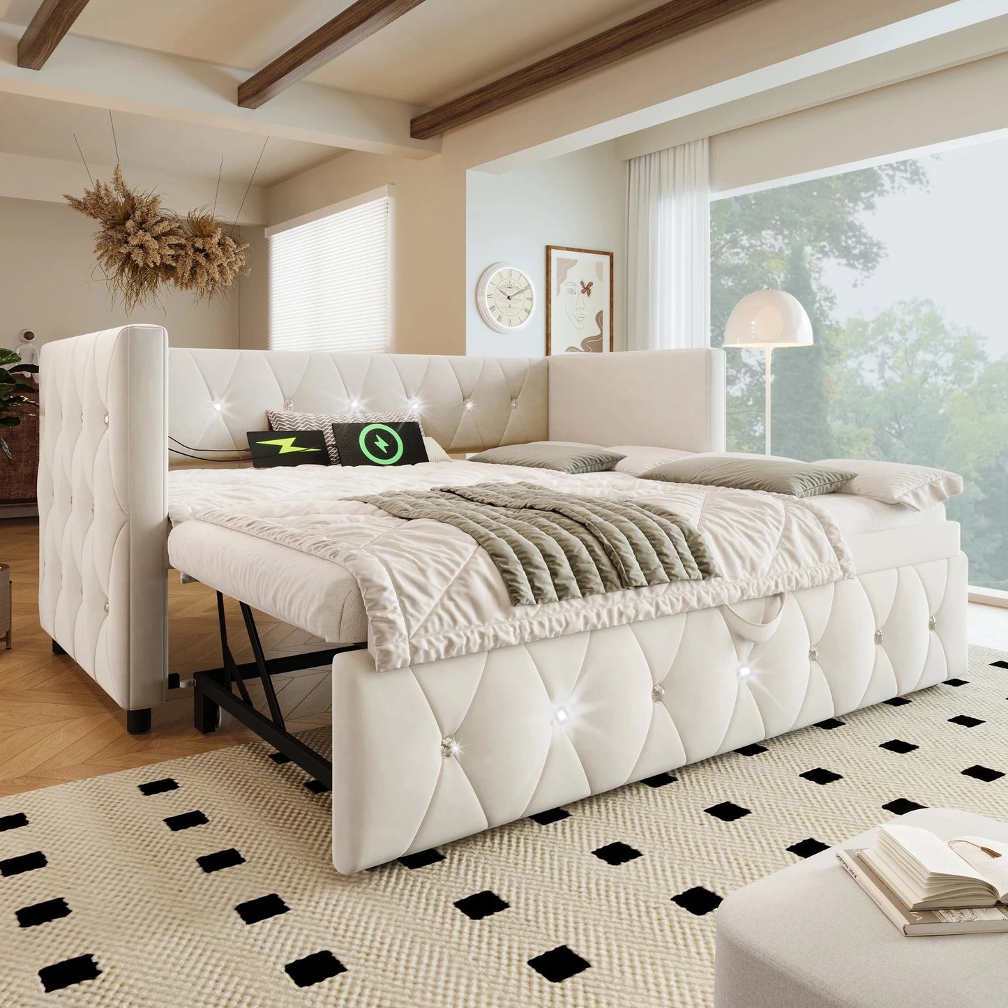 Single Upholstered Sofa Bed with Storage – 3FT Daybed Frame (No Mattress) Manwatstore