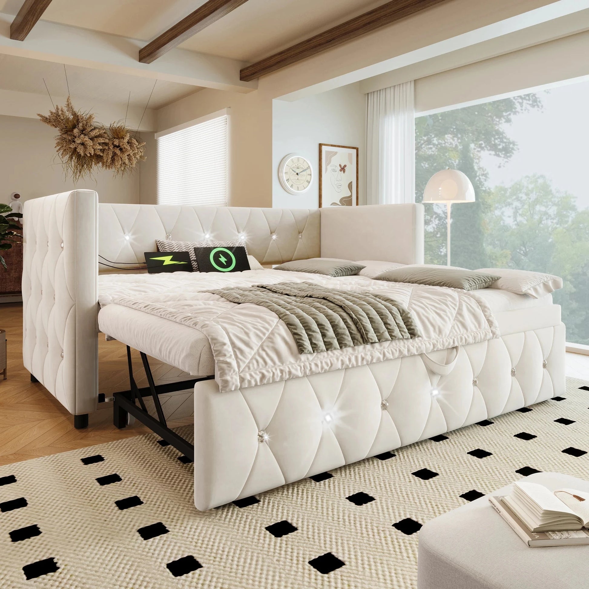 Single Upholstered Sofa Bed with Storage – 3FT Daybed Frame (No Mattress) Manwatstore