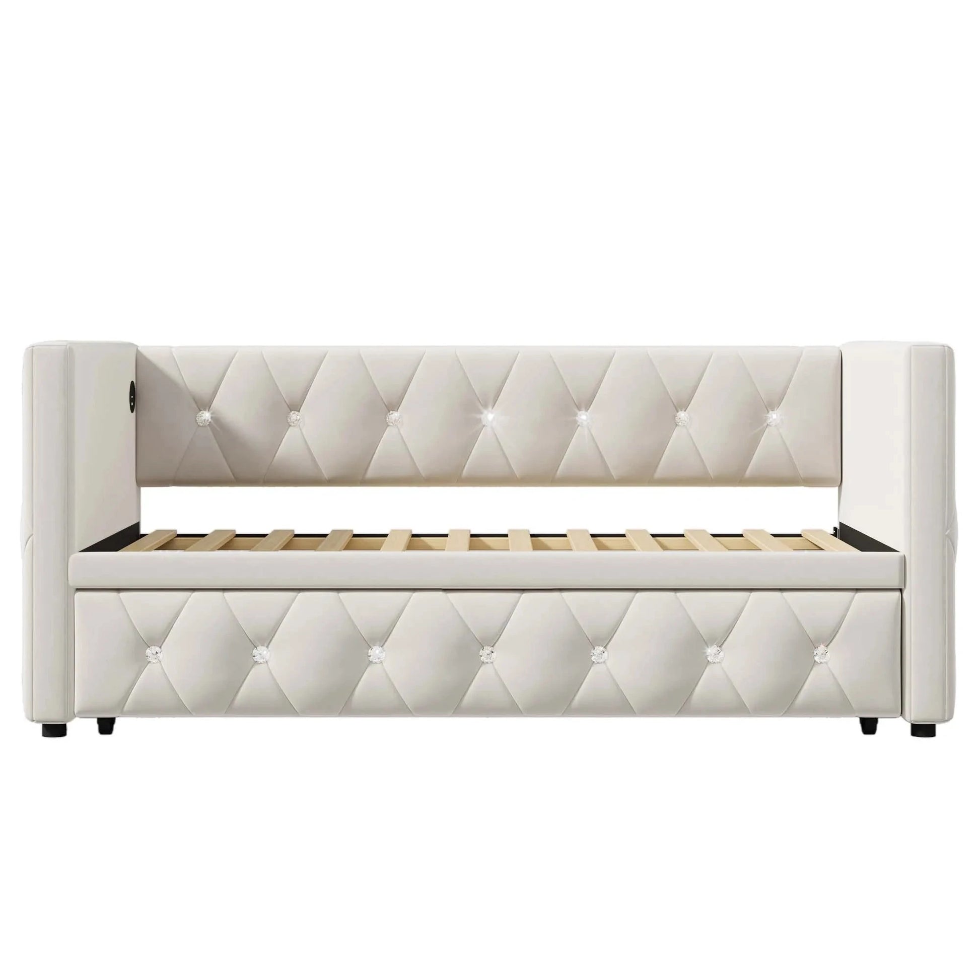 Single Upholstered Sofa Bed with Storage – 3FT Daybed Frame (No Mattress) Manwatstore