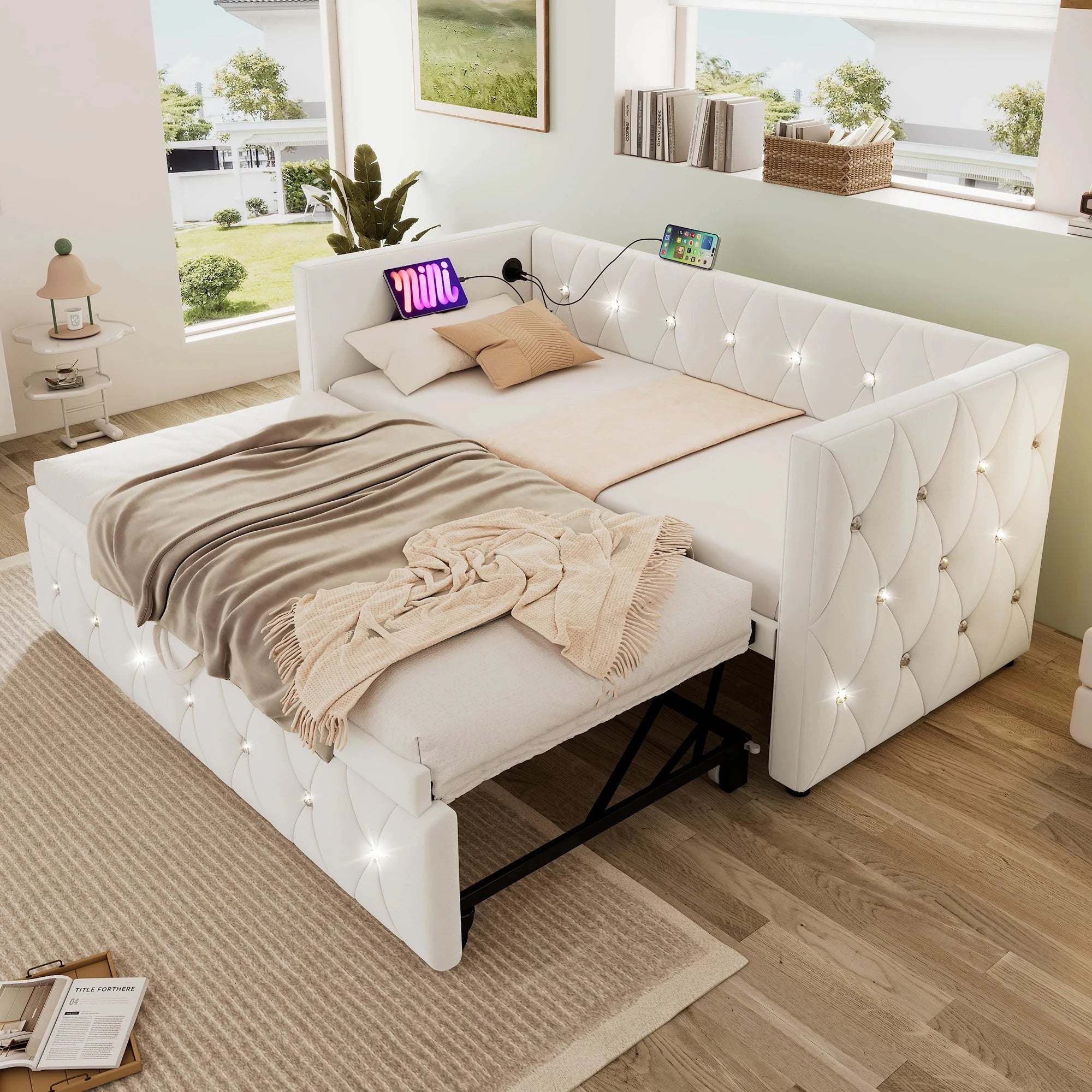 Single Upholstered Sofa Bed with Storage – 3FT Daybed Frame (No Mattress) Manwatstore
