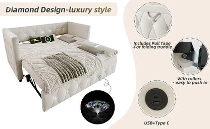Single Upholstered Sofa Bed with Storage – 3FT Daybed Frame (No Mattress) Manwatstore