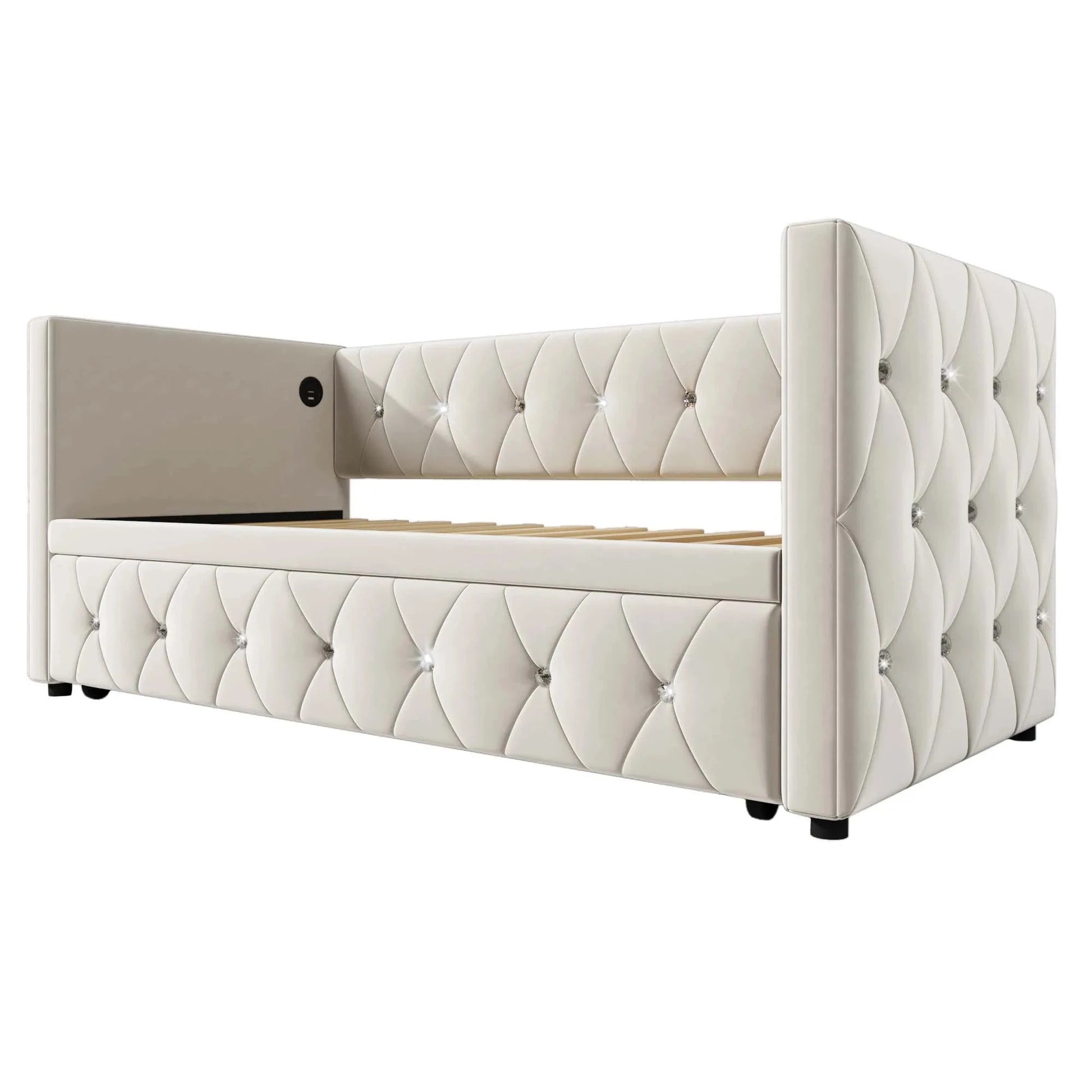 Single Upholstered Sofa Bed with Storage – 3FT Daybed Frame (No Mattress) Manwatstore