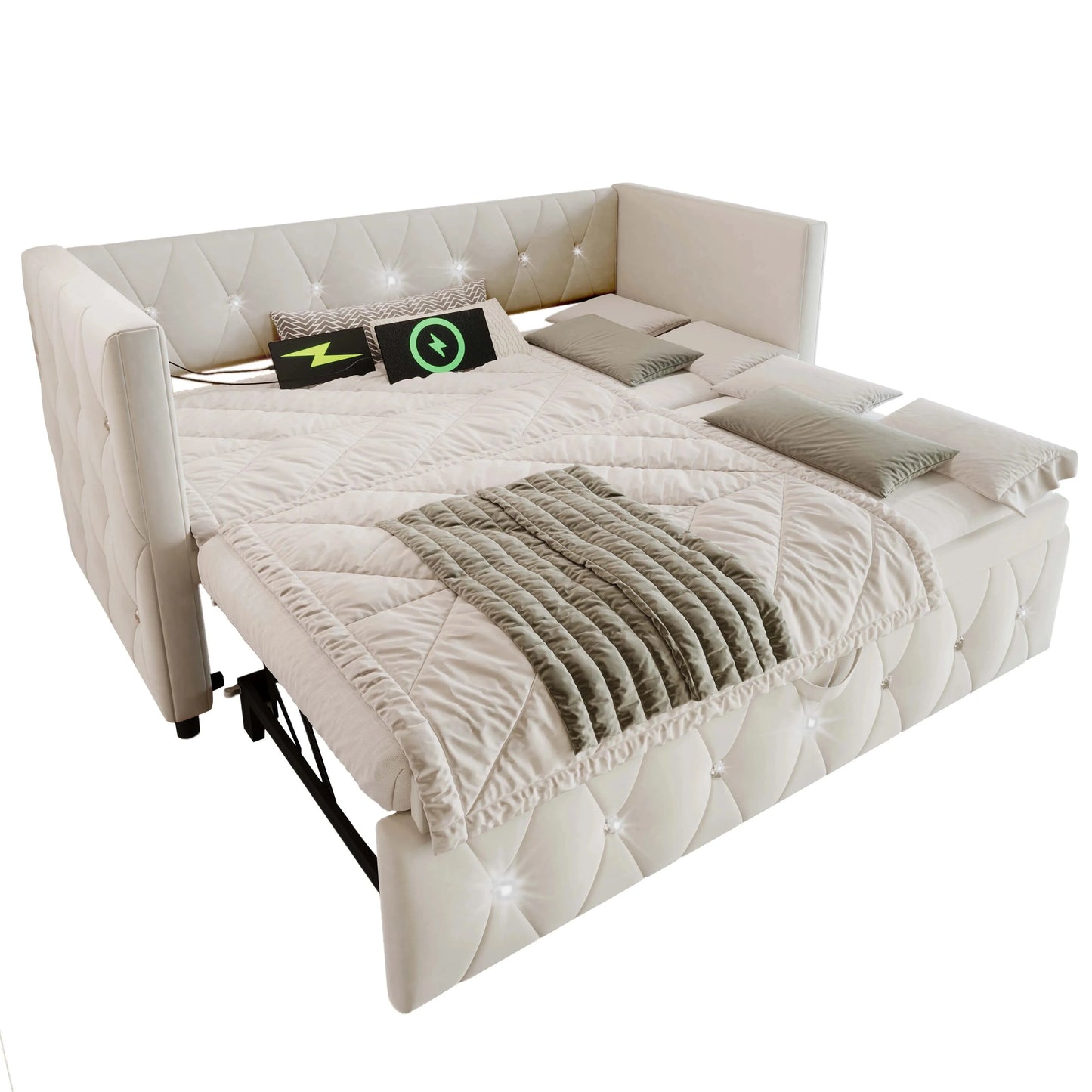 Single Upholstered Sofa Bed with Storage – 3FT Daybed Frame (No Mattress) Manwatstore