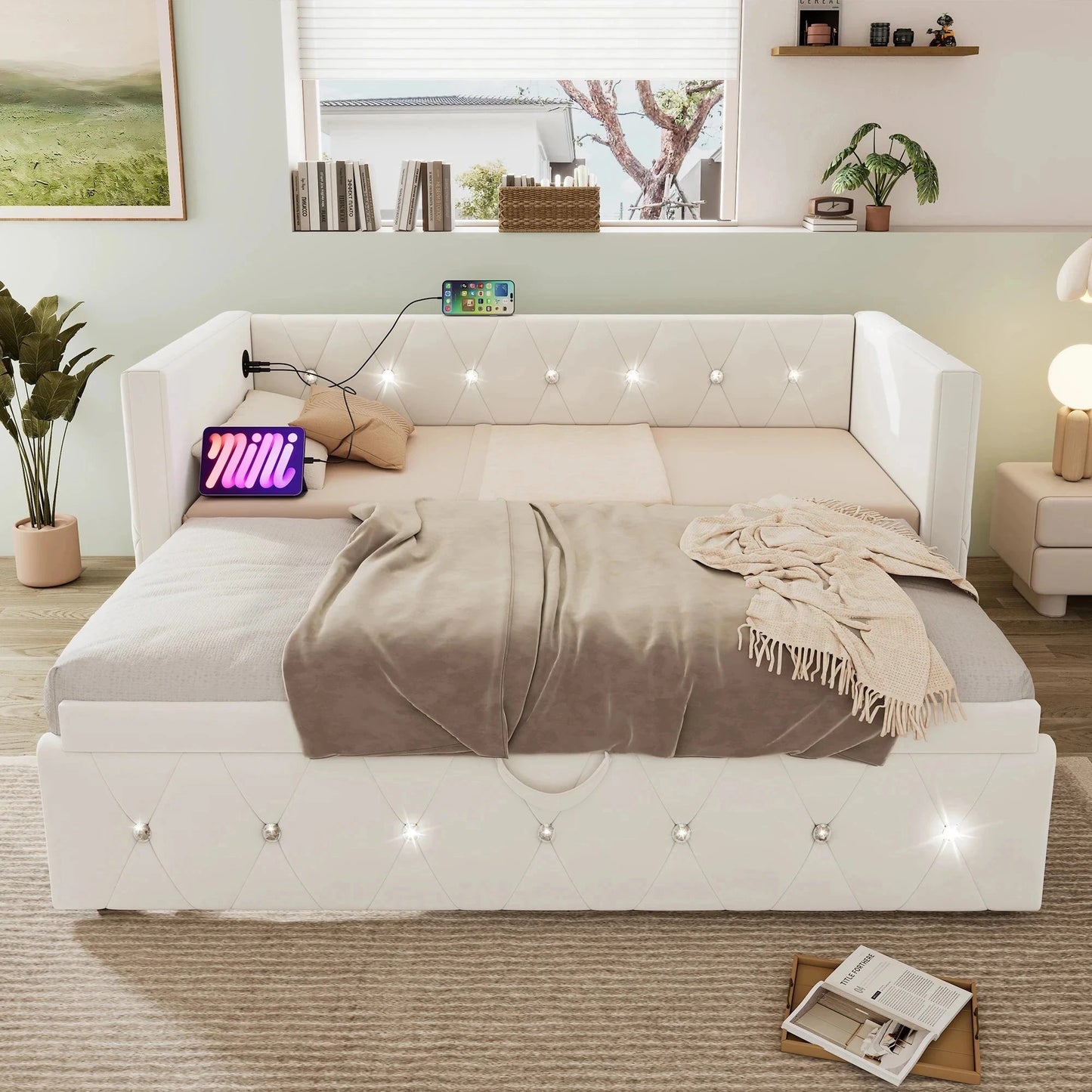Single Upholstered Sofa Bed with Storage – 3FT Daybed Frame (No Mattress) Manwatstore
