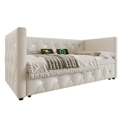 Single Upholstered Sofa Bed with Storage – 3FT Daybed Frame (No Mattress) Manwatstore