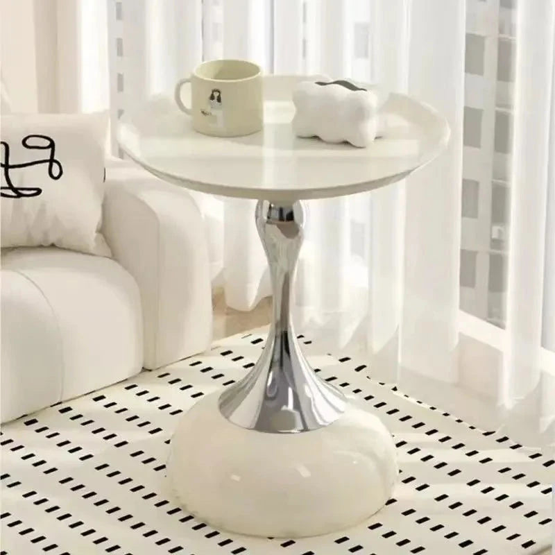 small apartment European wrought iron corner table balcony mobile coffee table bedroom bedside small round table sofa edge table Manwatstore