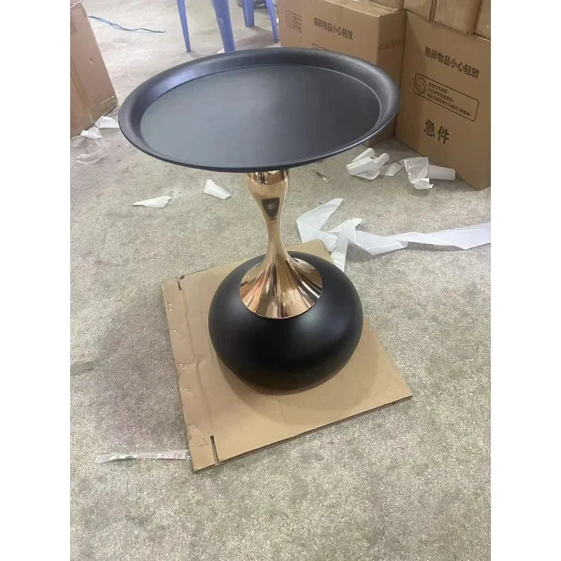 small apartment European wrought iron corner table balcony mobile coffee table bedroom bedside small round table sofa edge table Manwatstore
