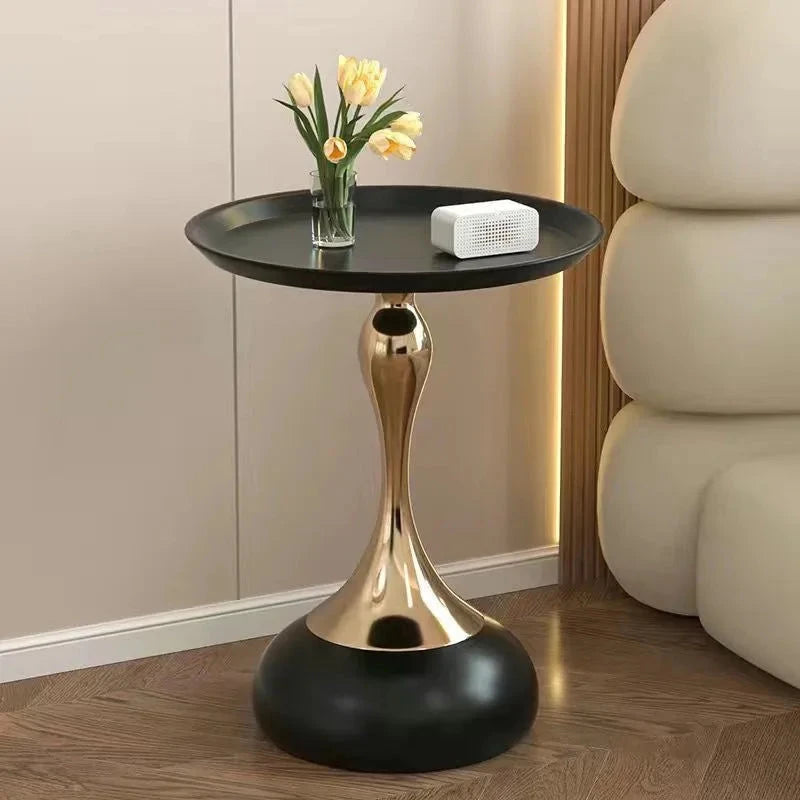 small apartment European wrought iron corner table balcony mobile coffee table bedroom bedside small round table sofa edge table Manwatstore