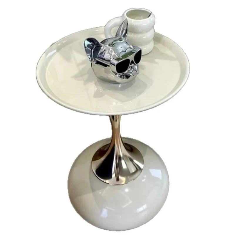 small apartment European wrought iron corner table balcony mobile coffee table bedroom bedside small round table sofa edge table Manwatstore