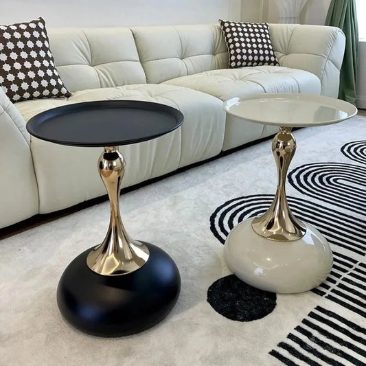 small apartment European wrought iron corner table balcony mobile coffee table bedroom bedside small round table sofa edge table Manwatstore