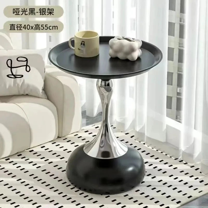small apartment European wrought iron corner table balcony mobile coffee table bedroom bedside small round table sofa edge table Manwatstore