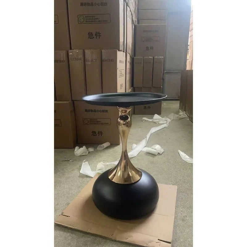 small apartment European wrought iron corner table balcony mobile coffee table bedroom bedside small round table sofa edge table Manwatstore