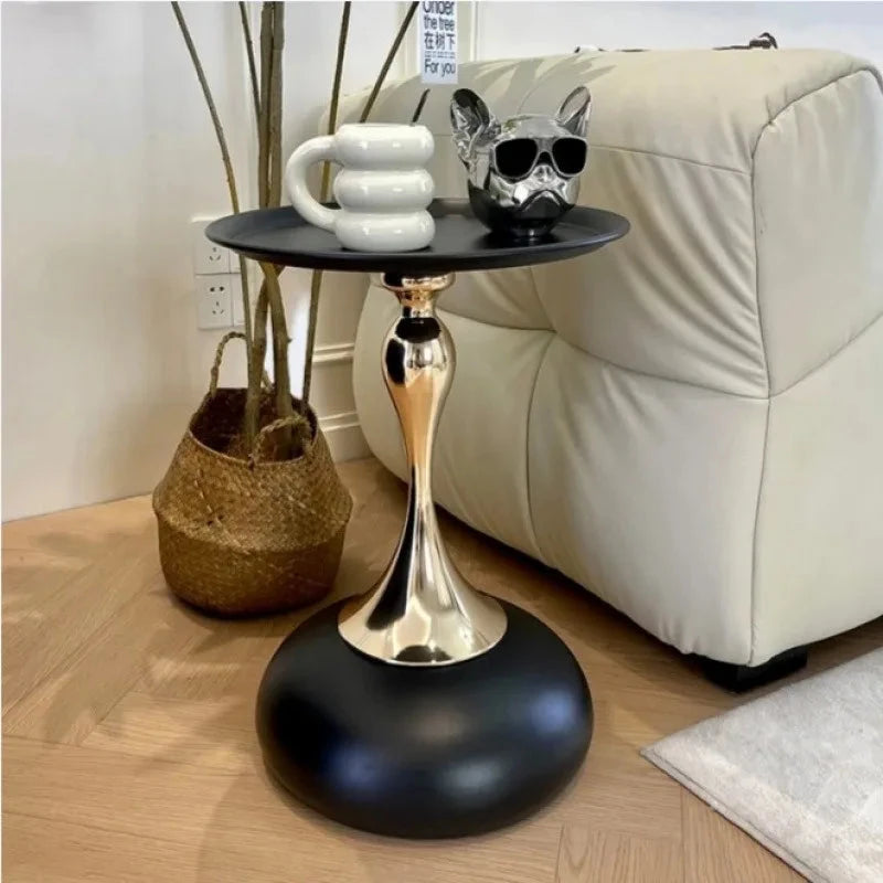 small apartment European wrought iron corner table balcony mobile coffee table bedroom bedside small round table sofa edge table Manwatstore