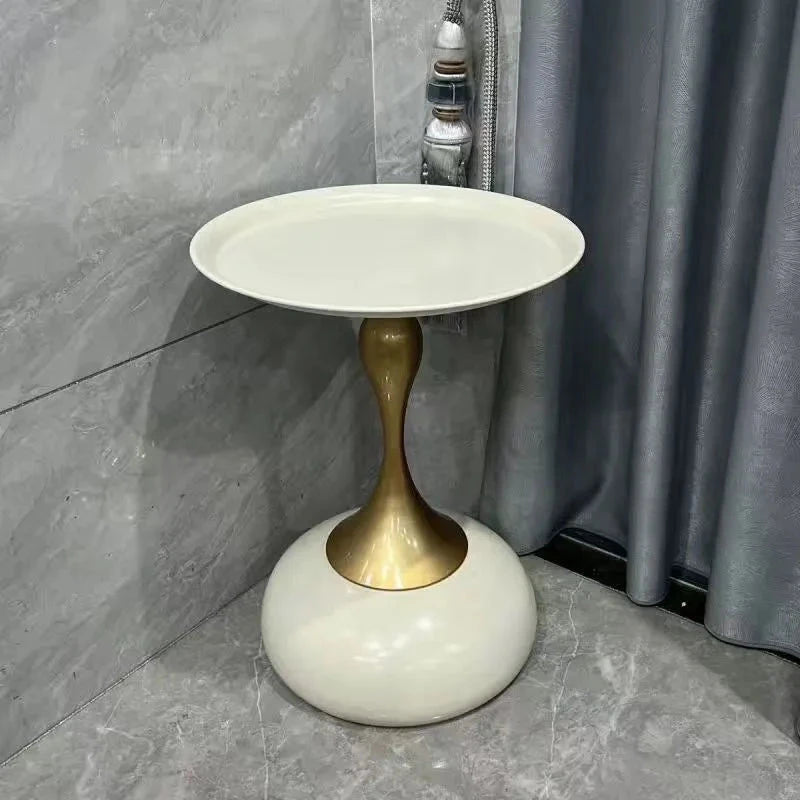 small apartment European wrought iron corner table balcony mobile coffee table bedroom bedside small round table sofa edge table Manwatstore