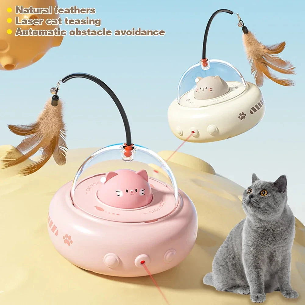 Smart Teaser Cat Toy Electric UFO Cat Teaser Stick With Bell Training Pet Toys Replaceable Feather Interactive Cat Supplies Pet Supplies Pets Products 0 Manwatstore