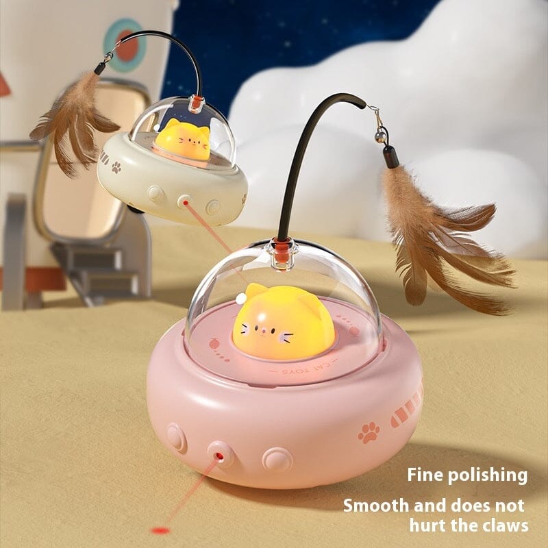Smart Teaser Cat Toy Electric UFO Cat Teaser Stick With Bell Training Pet Toys Replaceable Feather Interactive Cat Supplies Pet Supplies Pets Products 0 Manwatstore