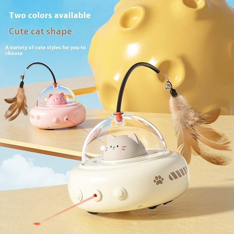 Smart Teaser Cat Toy Electric UFO Cat Teaser Stick With Bell Training Pet Toys Replaceable Feather Interactive Cat Supplies Pet Supplies Pets Products 0 Manwatstore
