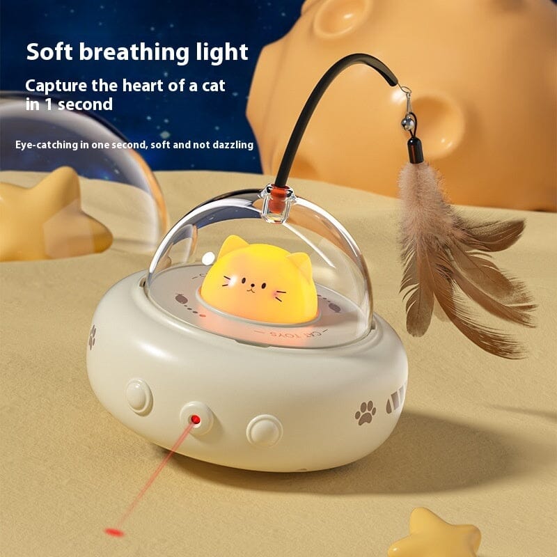 Smart Teaser Cat Toy Electric UFO Cat Teaser Stick With Bell Training Pet Toys Replaceable Feather Interactive Cat Supplies Pet Supplies Pets Products 0 Manwatstore